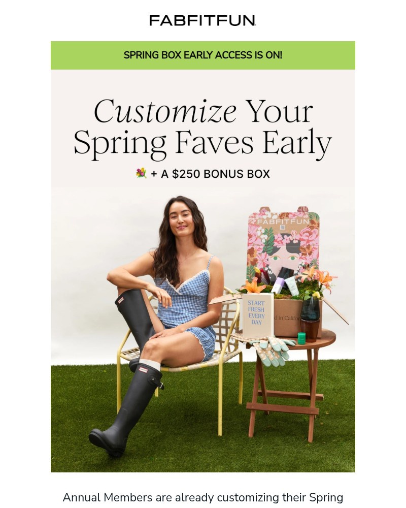 Screenshot of email sent to a FabFitFun Newsletter subscriber