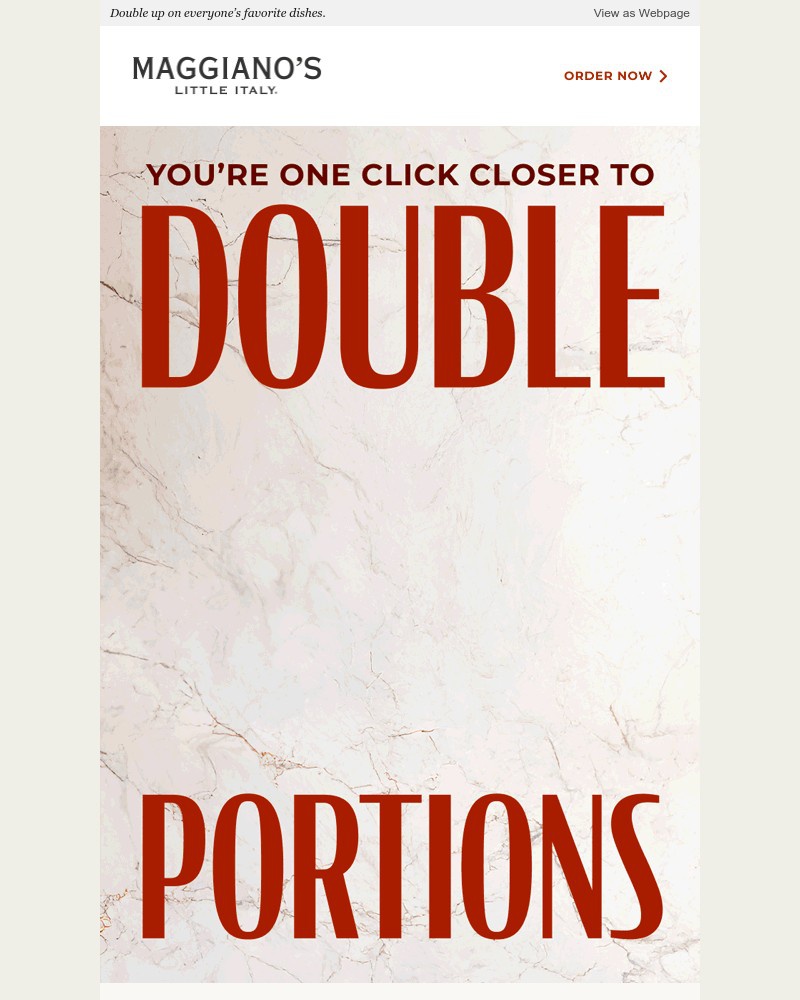 Screenshot of email sent to a Maggiano’s Little Italy Newsletter subscriber