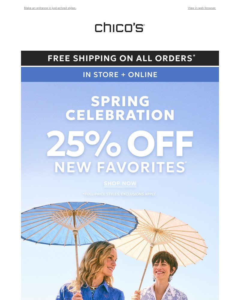 Screenshot of email sent to a Chico’s Newsletter subscriber