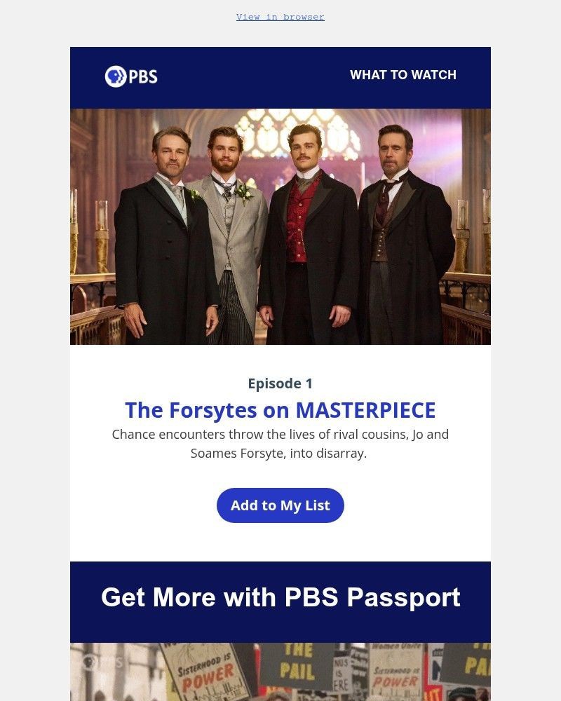 Screenshot of email sent to a PBS Newsletter subscriber