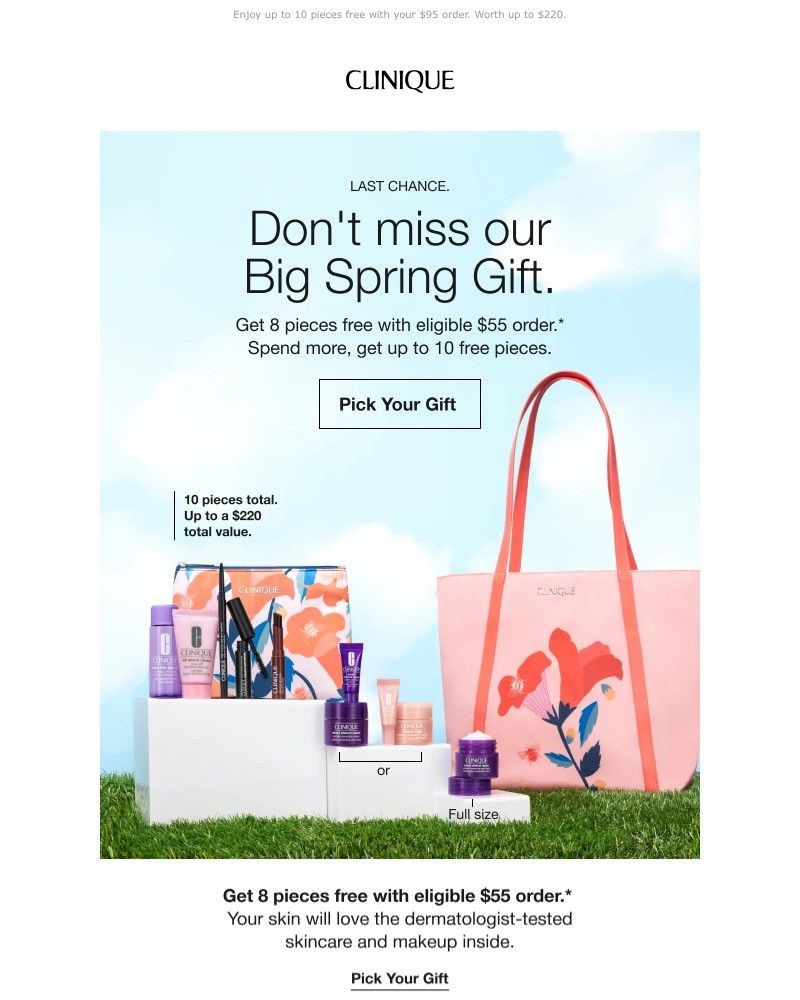 Screenshot of email sent to a Clinique Newsletter subscriber