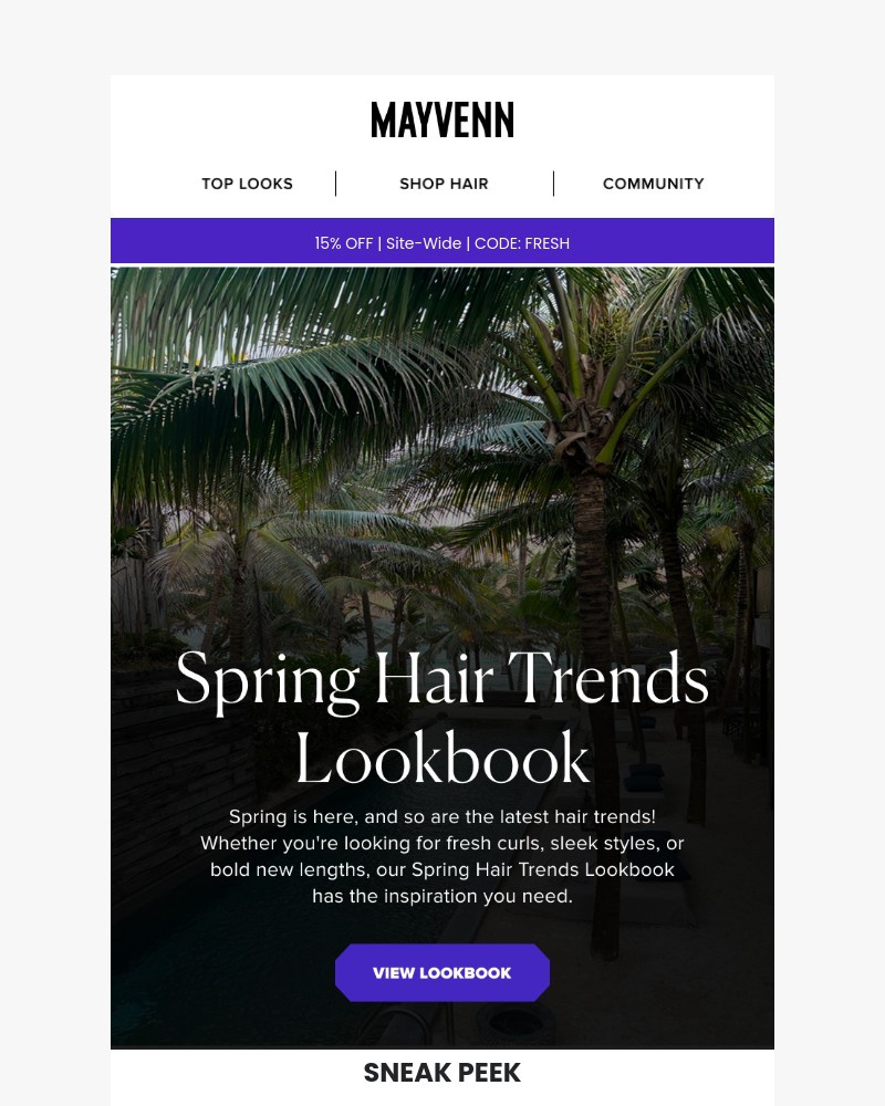 Screenshot of email with subject /media/emails/spring-hair-trends-lookbook-15-off-sale-fresh-521584-cropped-05655ed8.jpg