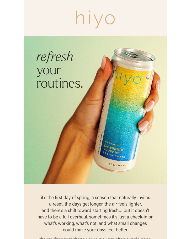 Screenshot of email sent to a hiyo Newsletter subscriber