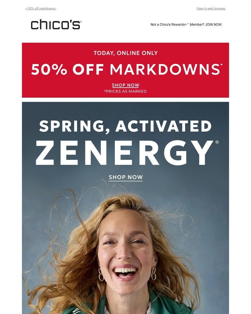 Screenshot of email sent to a Chico’s Newsletter subscriber