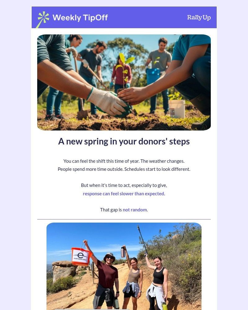 Screenshot of email sent to a RallyUp Newsletter subscriber