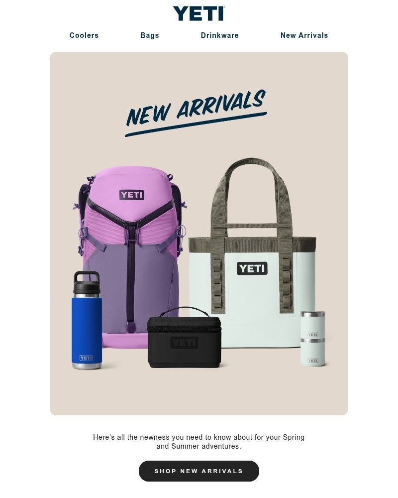 Screenshot of email sent to a Yeti Newsletter subscriber