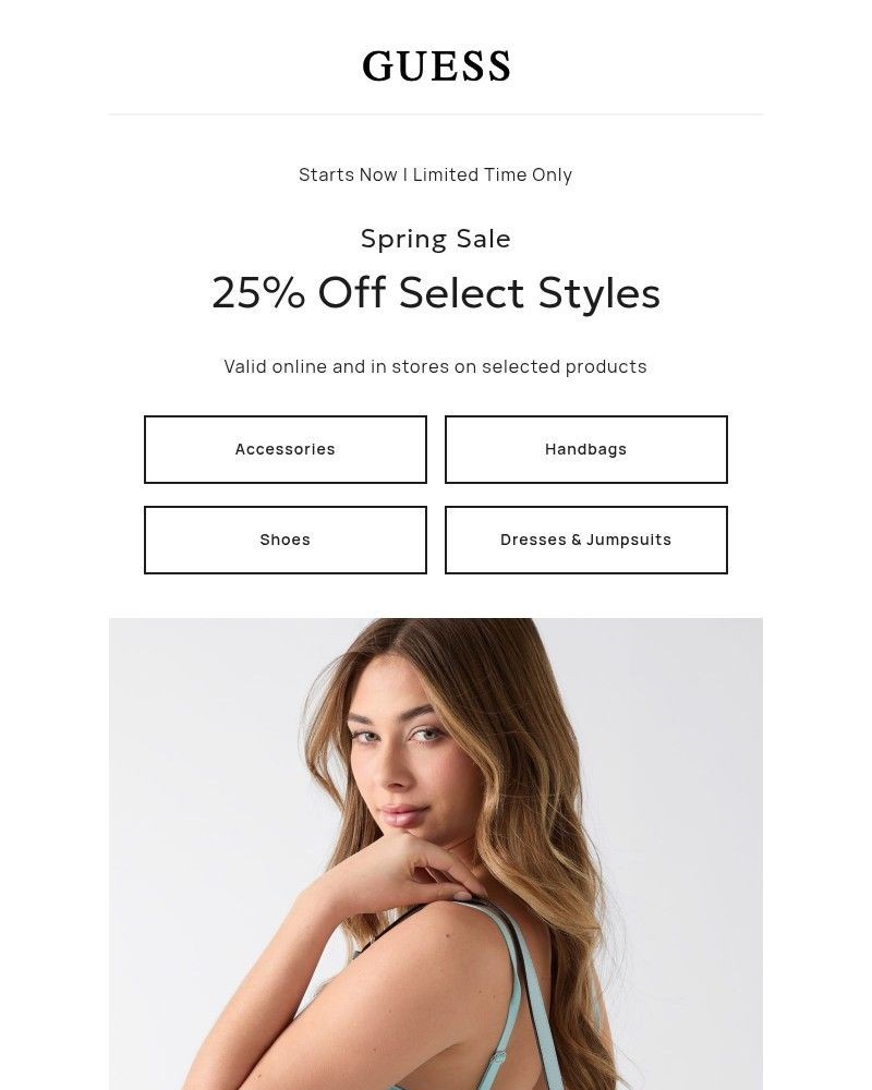 Screenshot of email sent to a Guess Newsletter subscriber