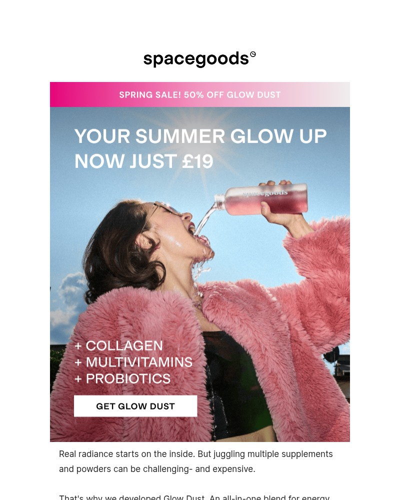 Screenshot of email sent to a Spacegoods Newsletter subscriber