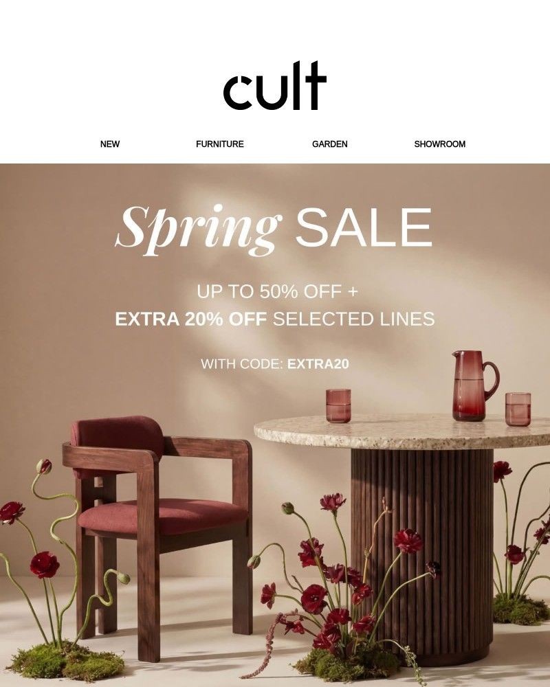 Screenshot of email sent to a Cult Furniture Cart abandoner