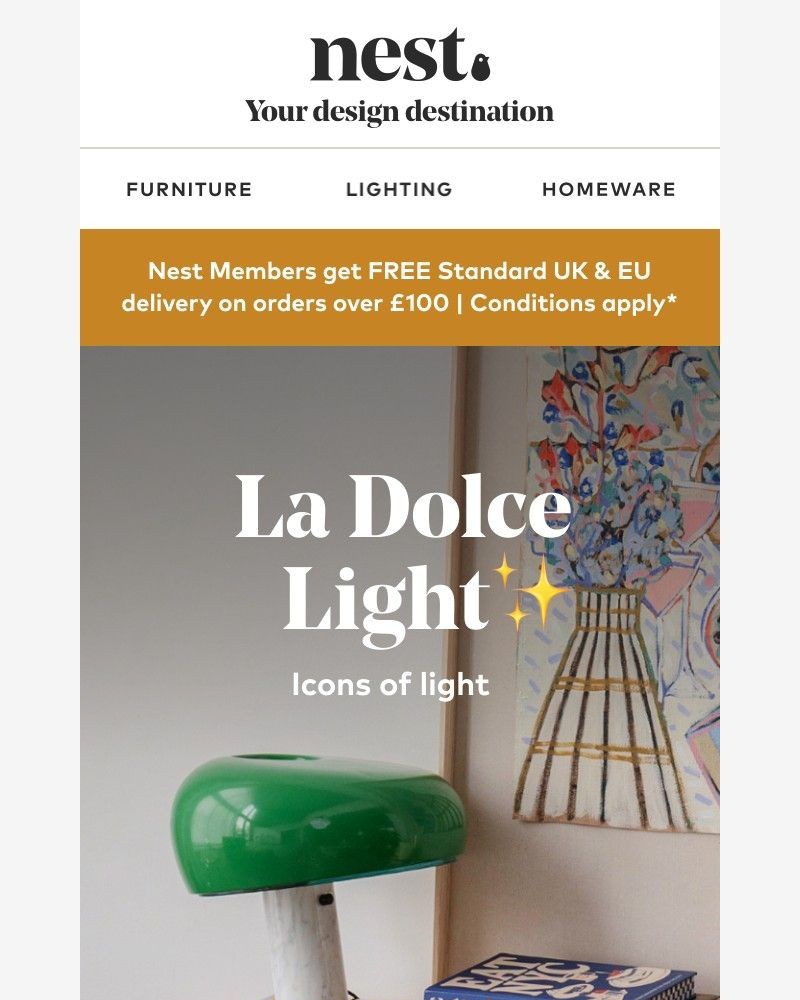 Screenshot of email sent to a Nest Furniture Cart abandoner