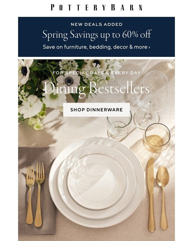 Screenshot of email sent to a Pottery Barn Newsletter subscriber