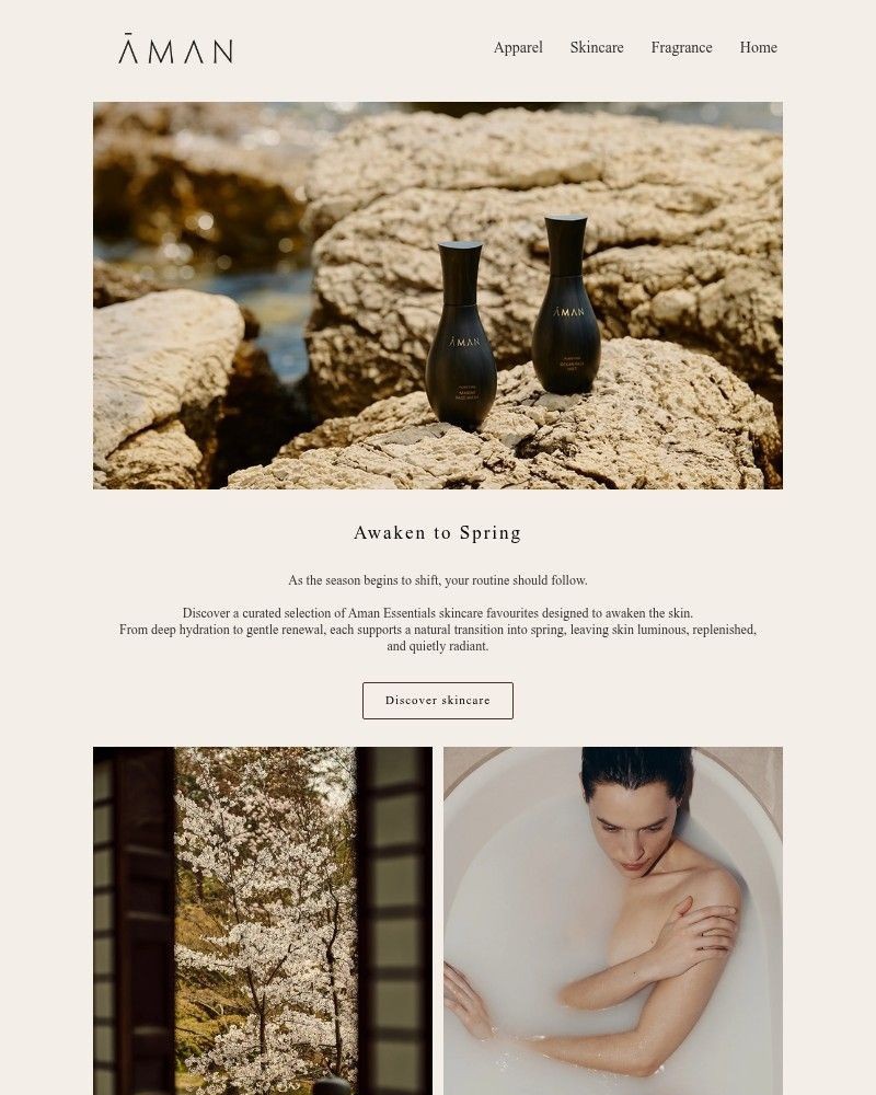 Screenshot of email sent to a Aman Resorts Newsletter subscriber