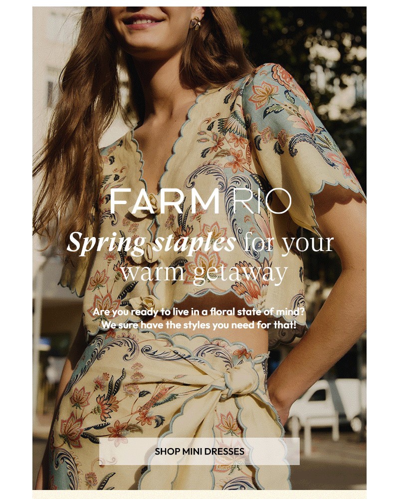 Screenshot of email sent to a Farm Rio Newsletter subscriber