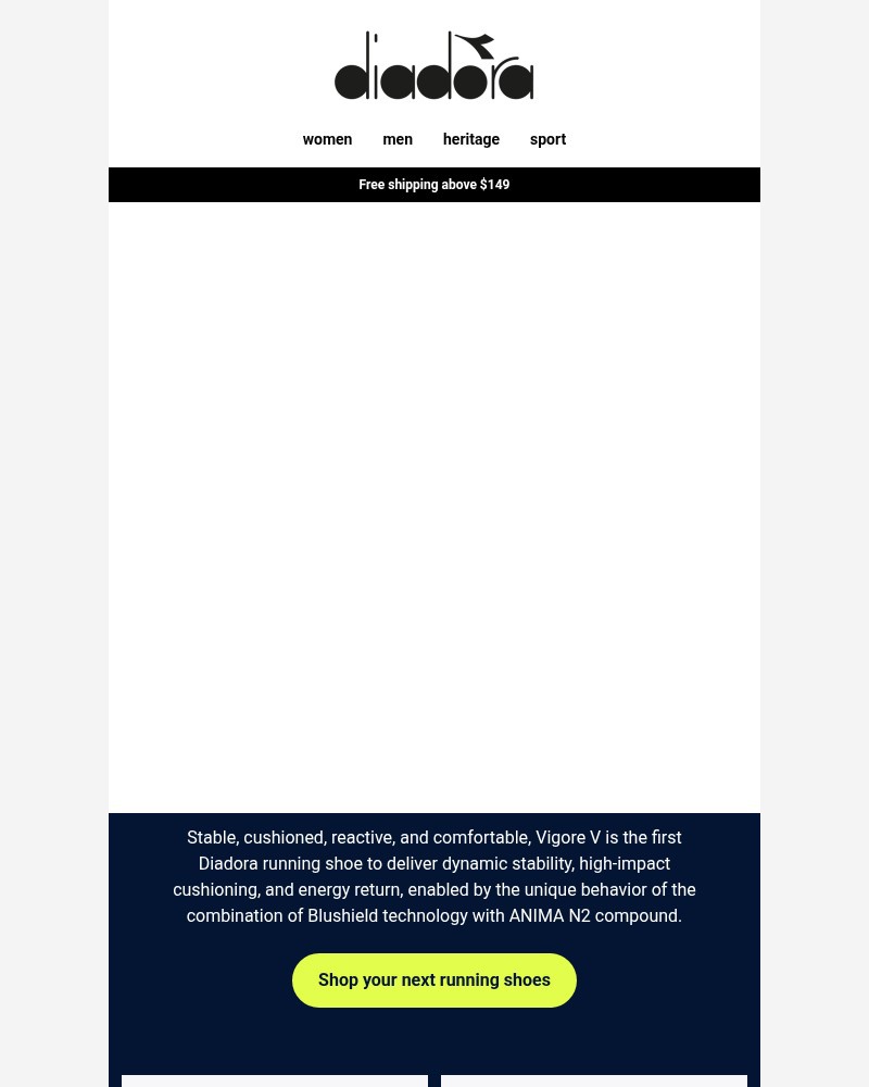 Screenshot of email sent to a Diadora Newsletter subscriber