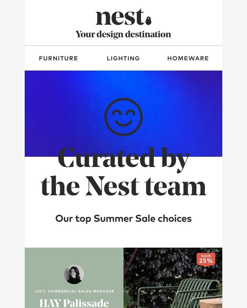 Screenshot of email sent to a Nest Furniture Cart abandoner