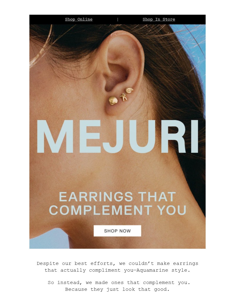 Screenshot of email sent to a Mejuri Registered user