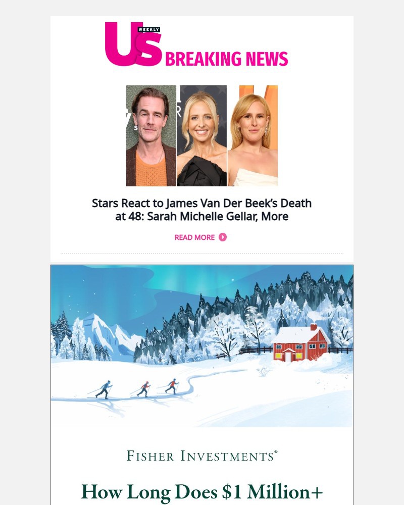 Screenshot of email sent to a Us Weekly Newsletter subscriber
