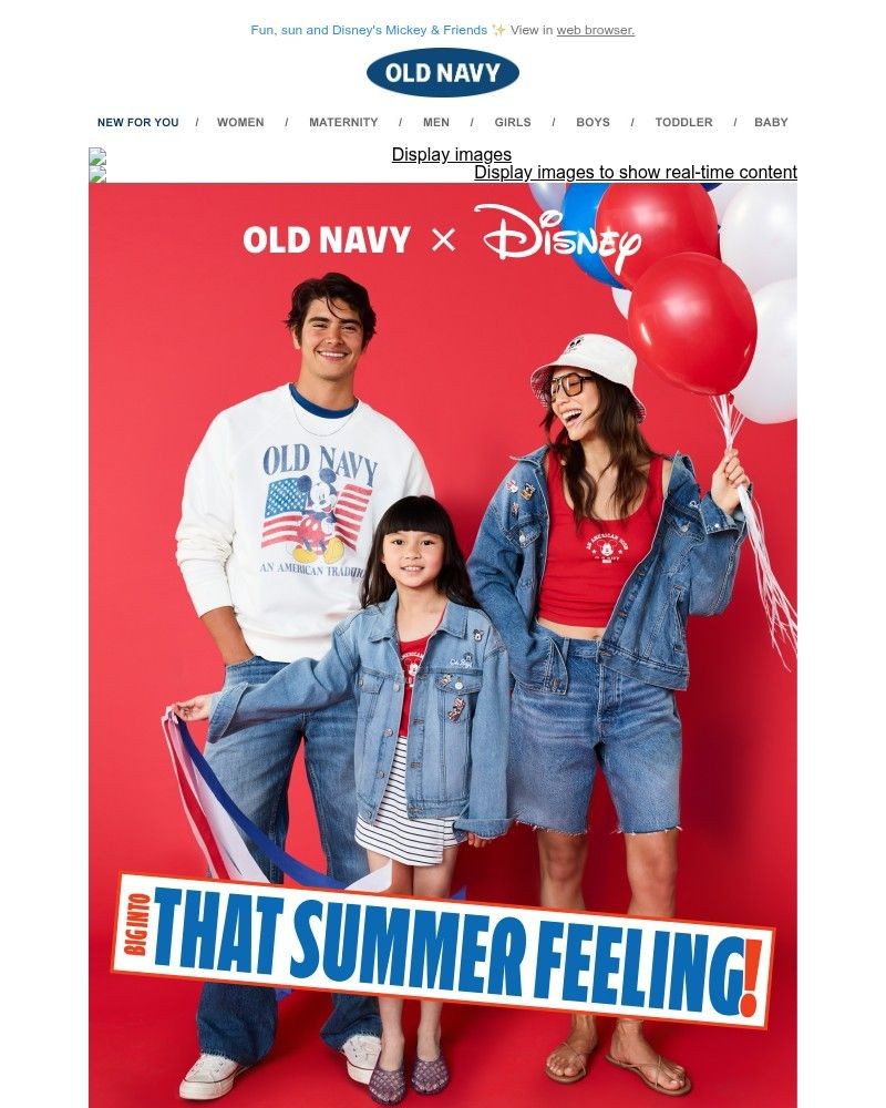 Screenshot of email sent to a Old Navy Newsletter subscriber