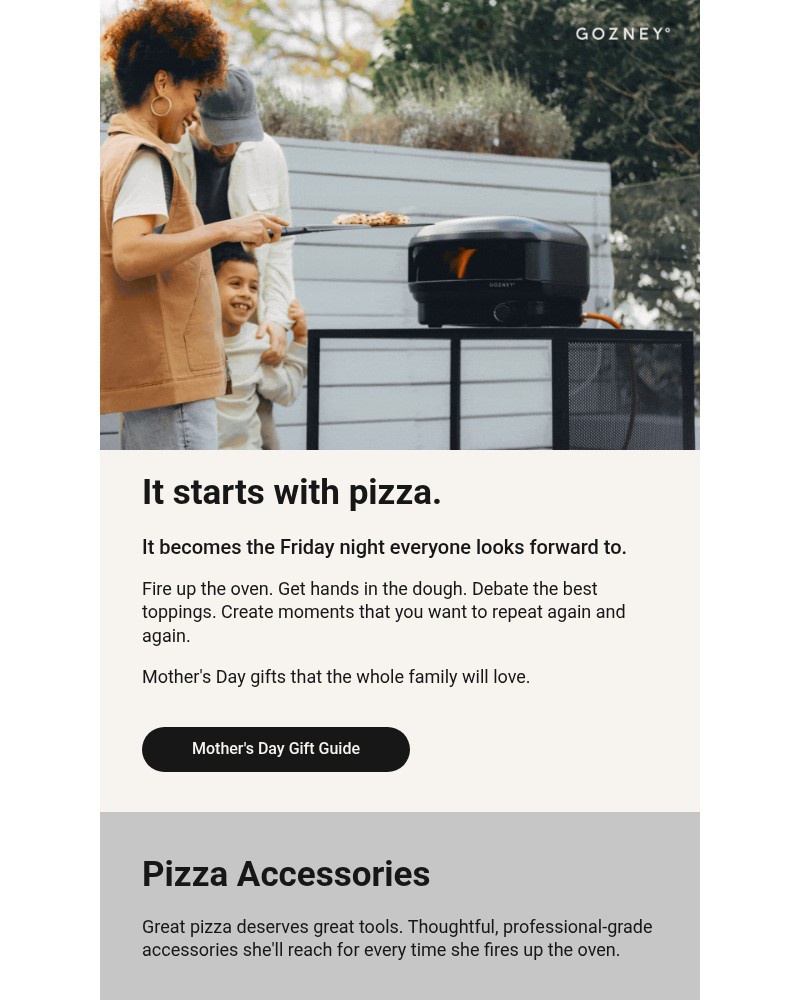 Screenshot of email sent to a Gozney Newsletter subscriber