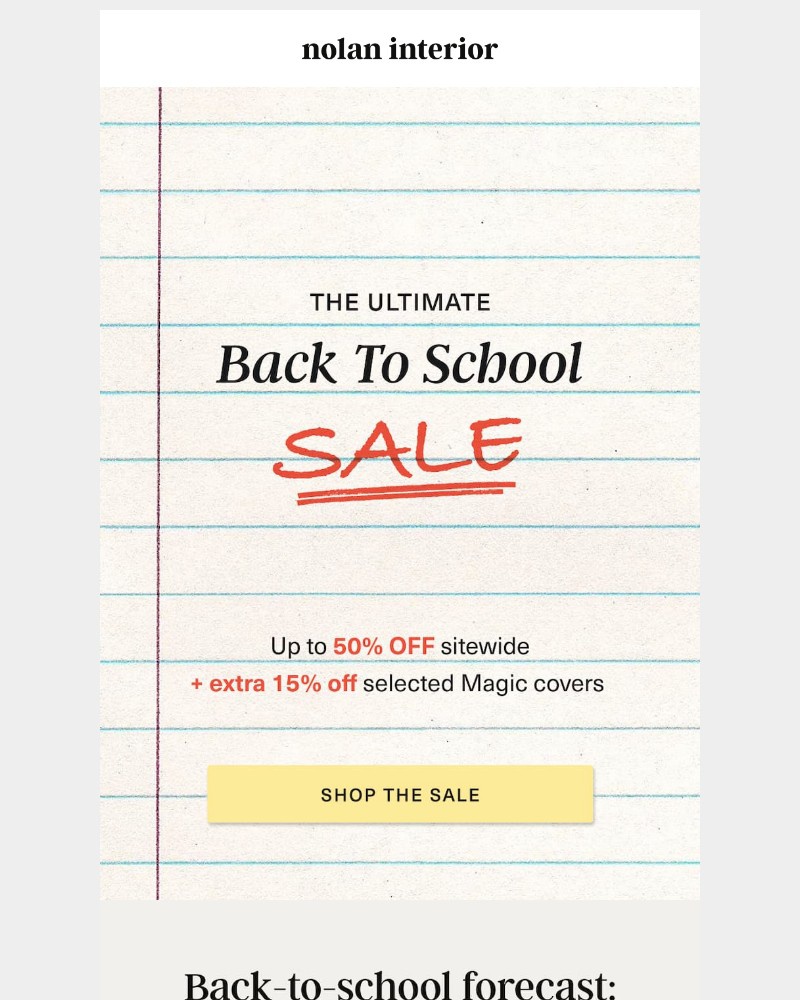 Screenshot of email sent to a Nolan Interior Newsletter subscriber