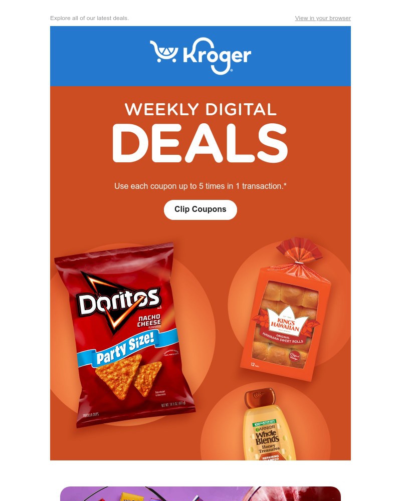 Screenshot of email sent to a Kroger Registered user