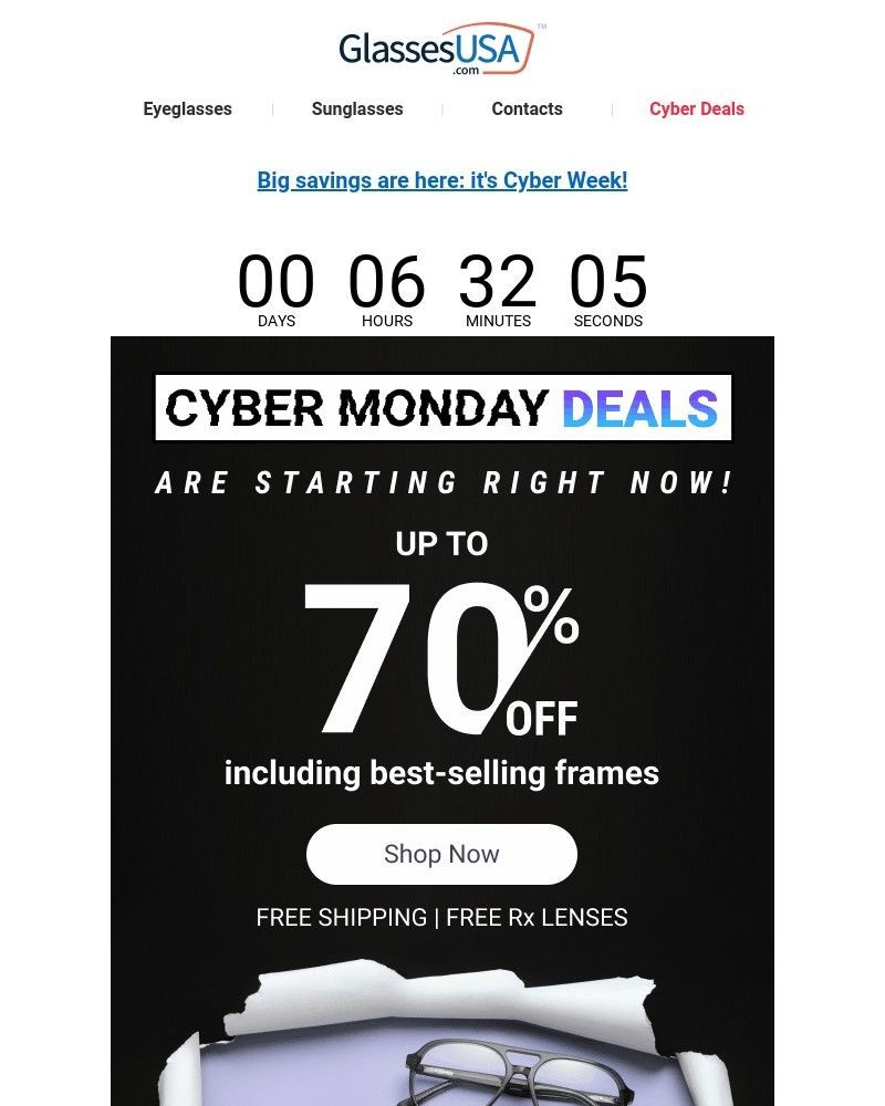 Screenshot of email with subject /media/emails/starting-now-cyber-monday-deals-up-to-70-off-plus-ray-ban-oakley-offers-more-ae91_kxACNxr.jpg