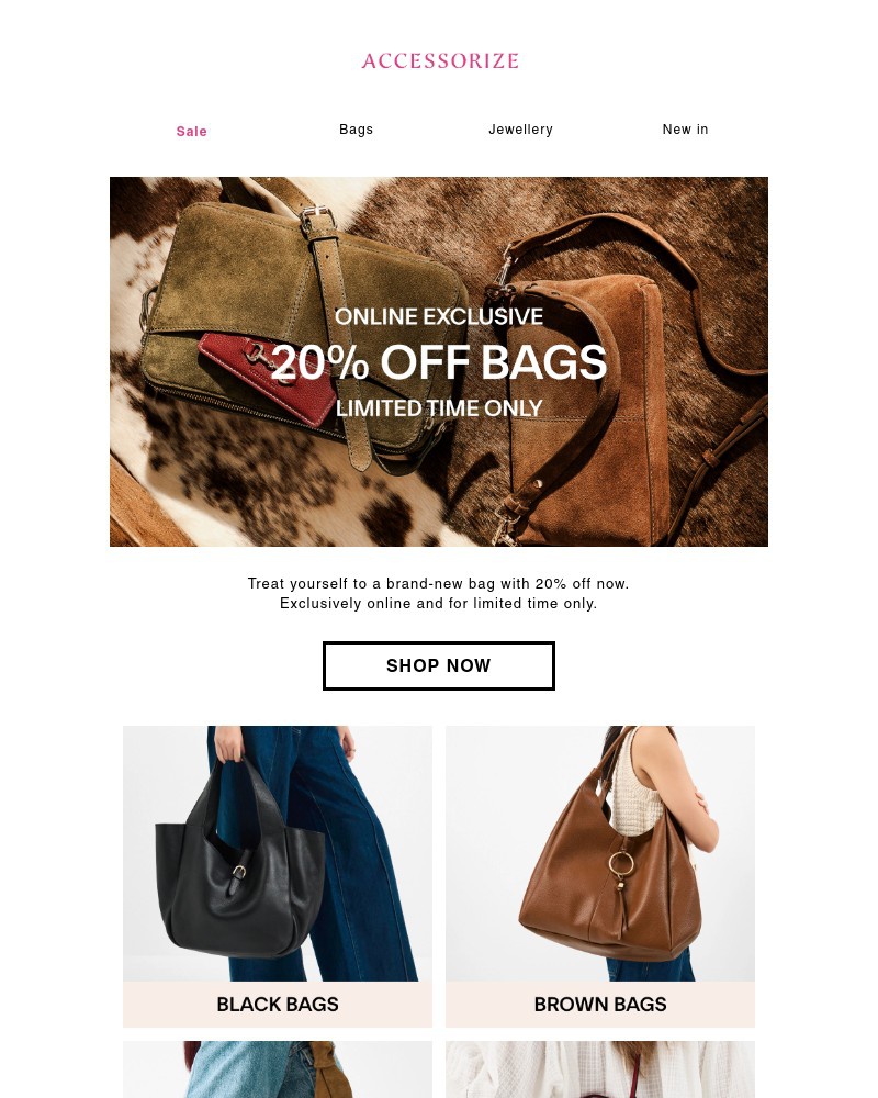 Screenshot of email sent to a Accessorize Newsletter subscriber