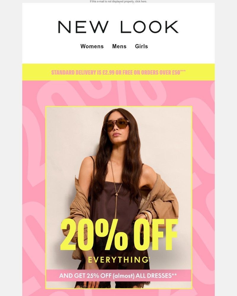 Screenshot of email sent to a New Look Newsletter subscriber