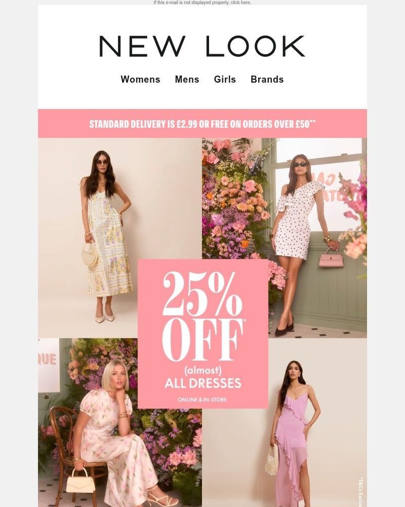 Screenshot of email sent to a New Look Newsletter subscriber