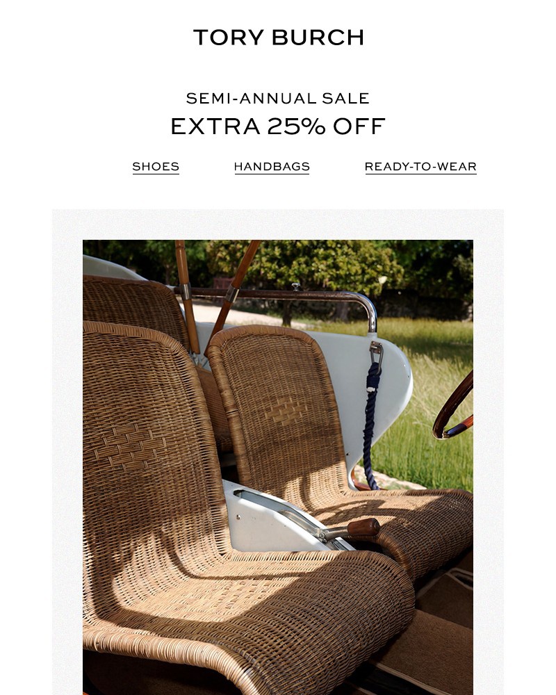 Screenshot of email sent to a Tory Burch Newsletter subscriber