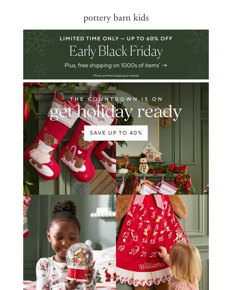 Screenshot of email sent to a Pottery Barn Newsletter subscriber