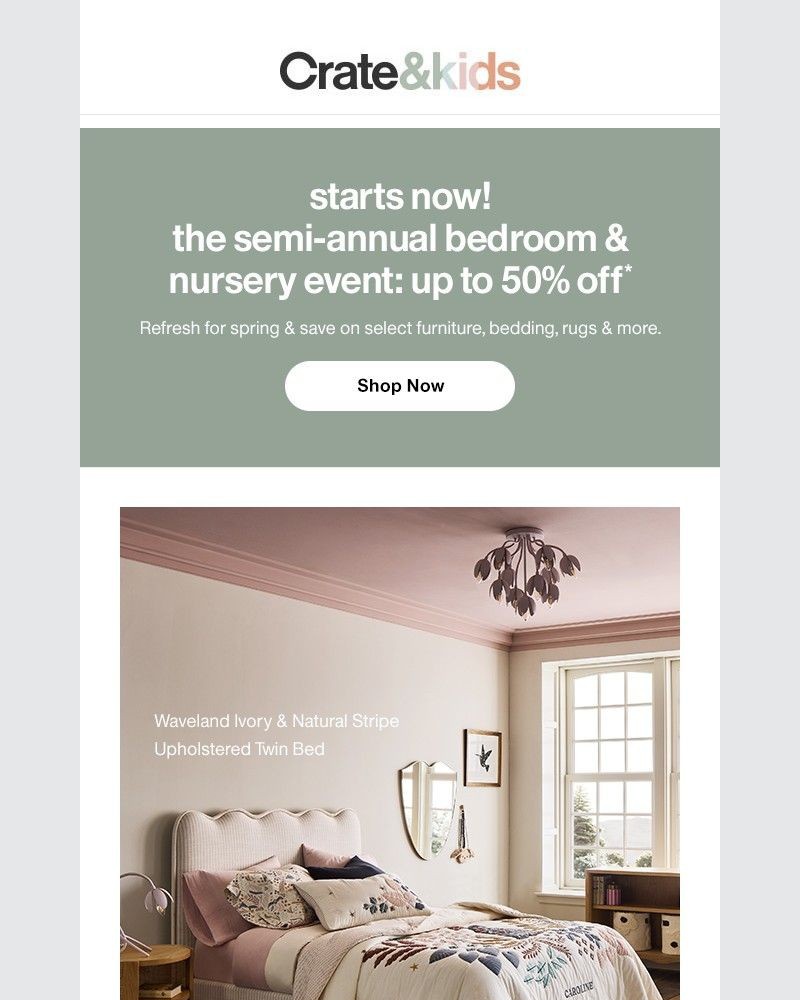 Screenshot of email sent to a Crate & Barrel Newsletter subscriber