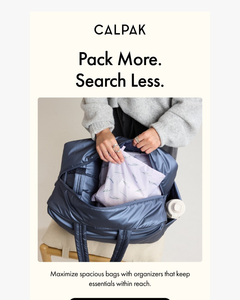 Screenshot of email sent to a Calpak Newsletter subscriber