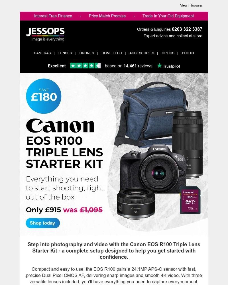 Screenshot of email sent to a Jessops Newsletter subscriber