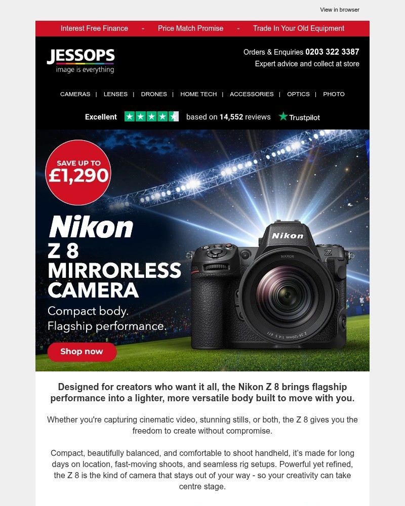 Screenshot of email sent to a Jessops Newsletter subscriber