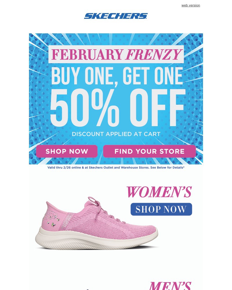Screenshot of email sent to a Skechers Newsletter subscriber