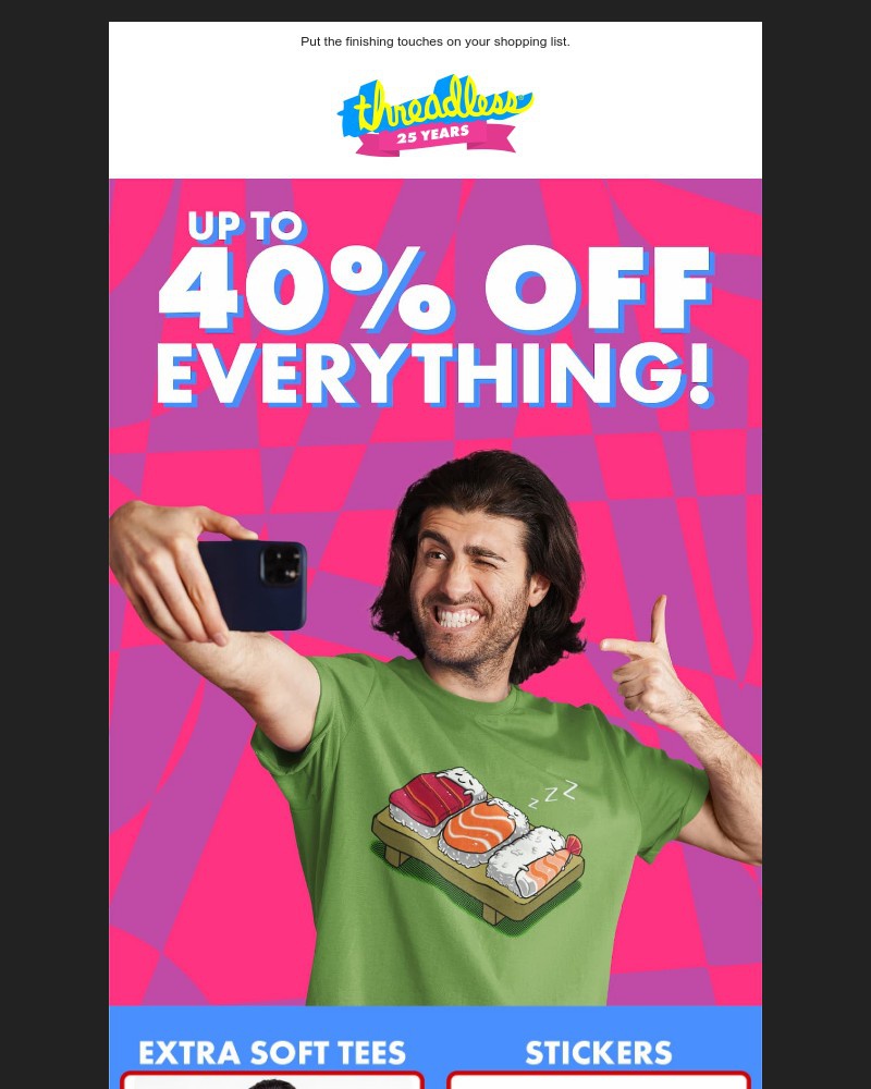 Screenshot of email sent to a Threadless Newsletter subscriber