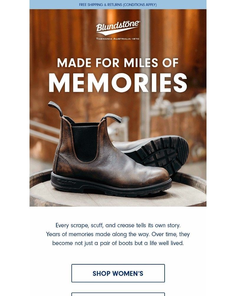 Screenshot of email sent to a Blundstone Newsletter subscriber