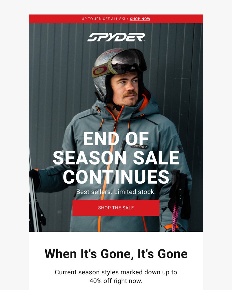 Screenshot of email sent to a Spyder Newsletter subscriber
