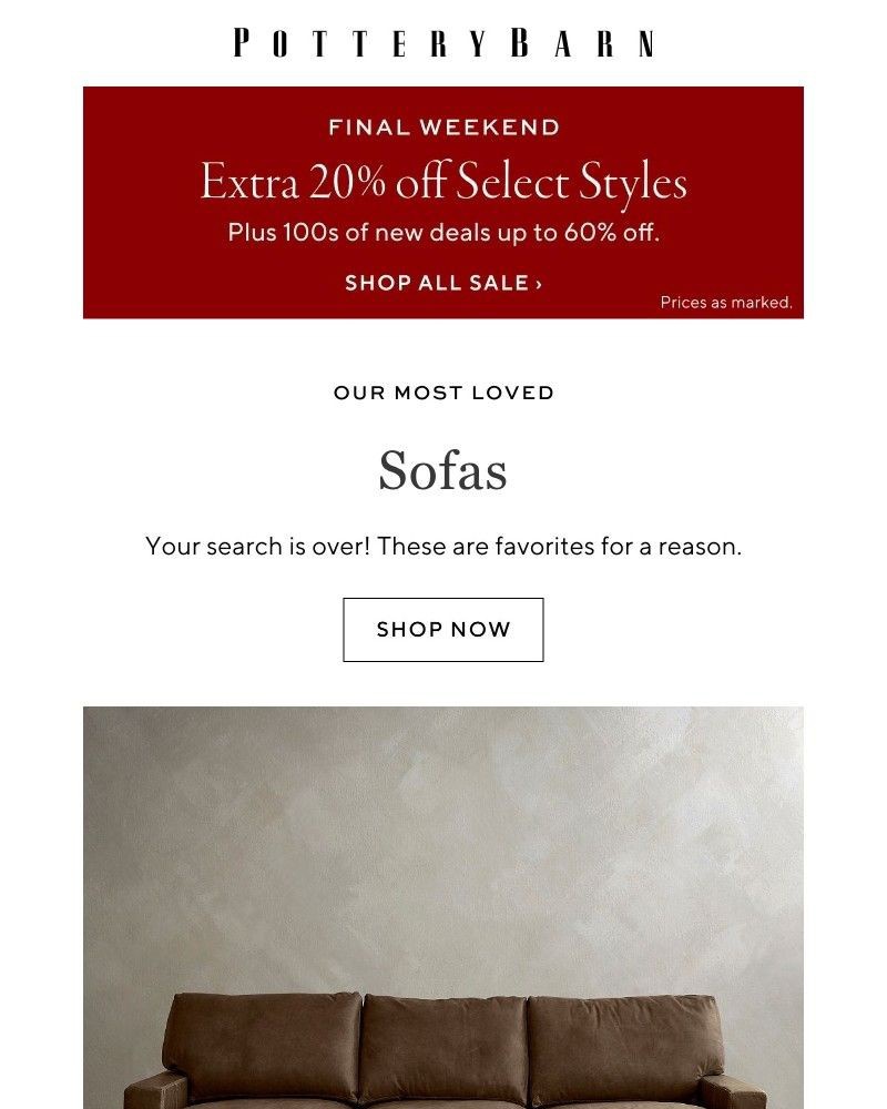 Screenshot of email sent to a Williams Sonoma Newsletter subscriber
