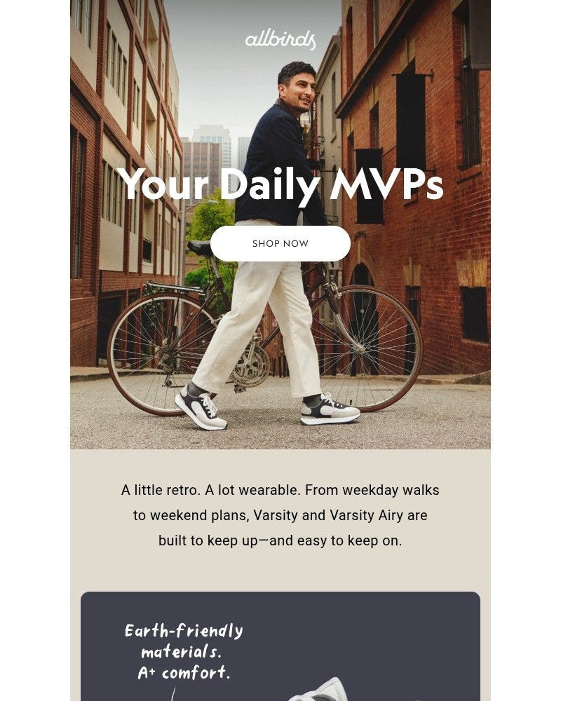 Screenshot of email sent to a Allbirds Newsletter subscriber
