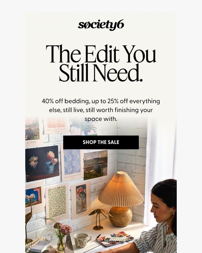 Screenshot of email sent to a Society6 Newsletter subscriber