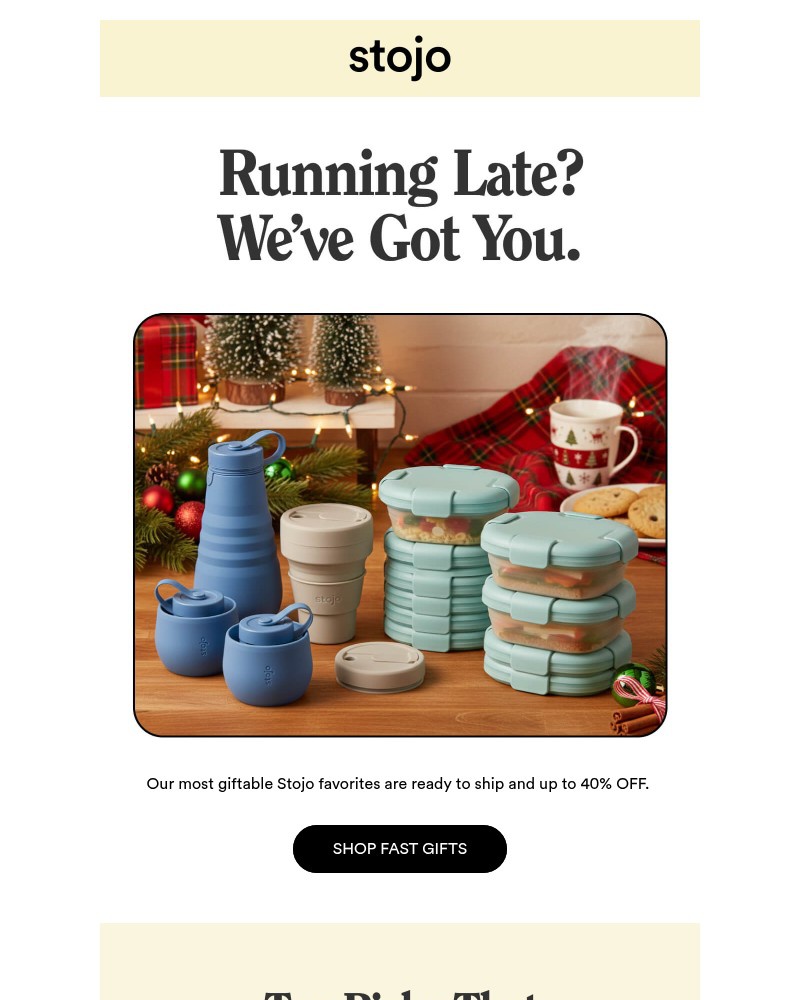 Screenshot of email sent to a Stojo Newsletter subscriber