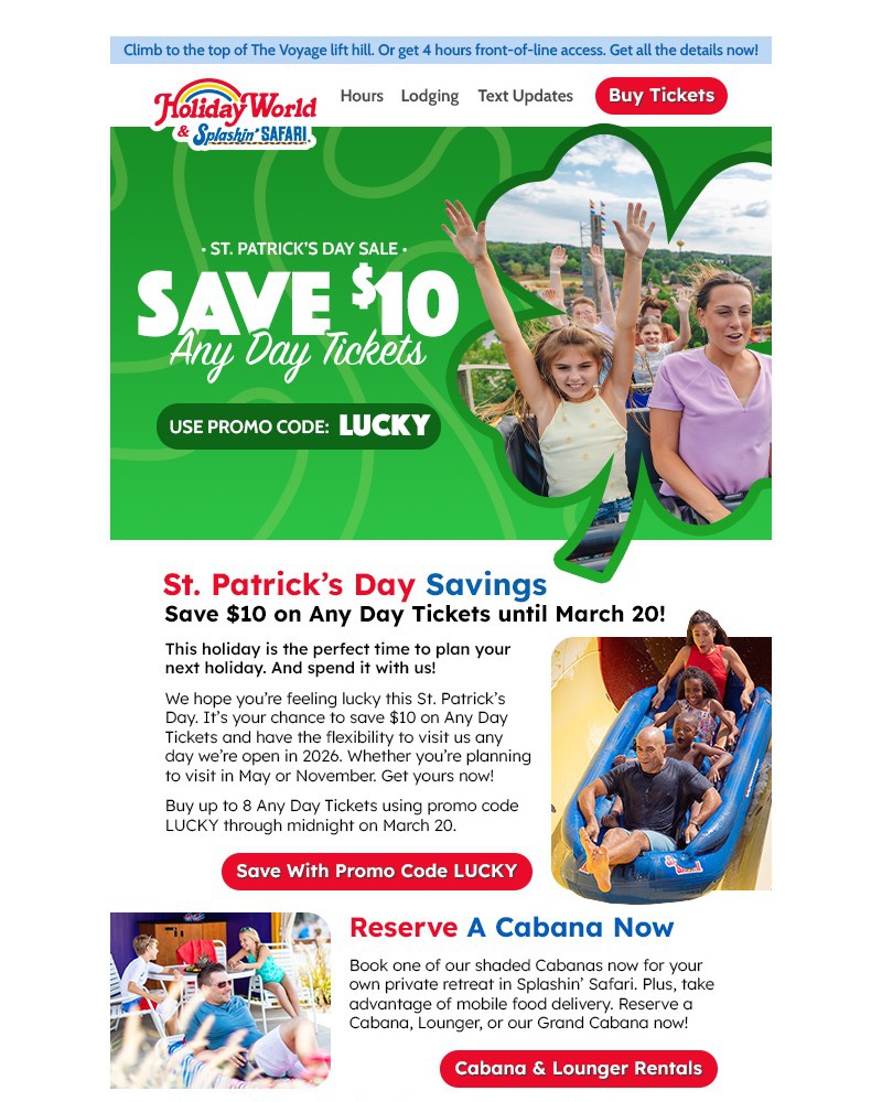 Screenshot of email sent to a Holiday World Newsletter subscriber