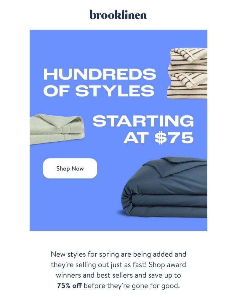 Screenshot of email sent to a Brooklinen Newsletter subscriber