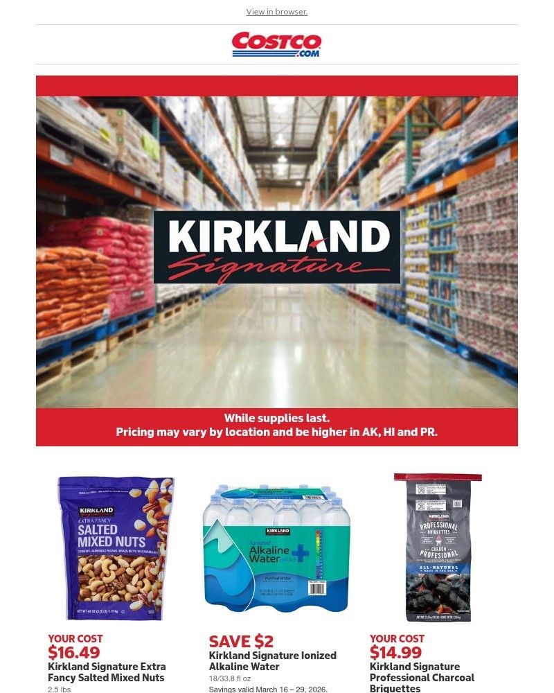 Screenshot of email sent to a Costco Newsletter subscriber