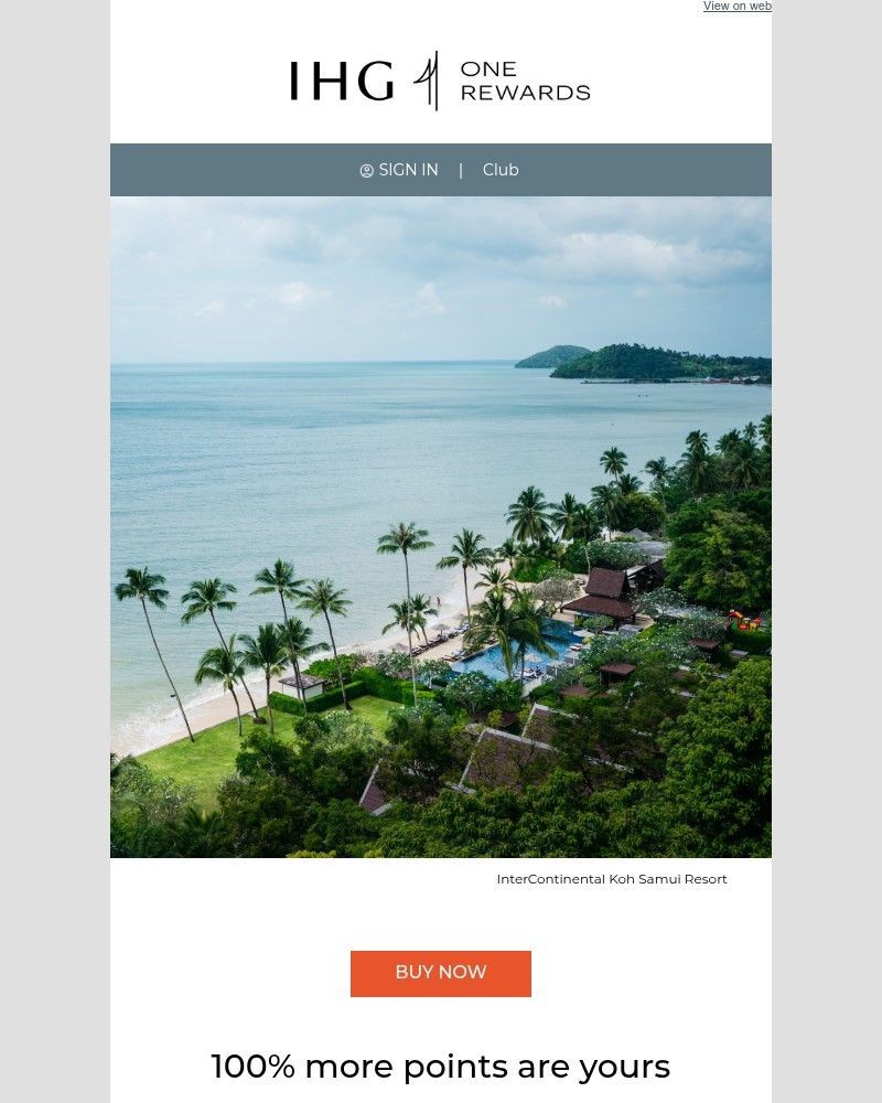 Screenshot of email sent to a IHG Hotels & Resorts Registered user