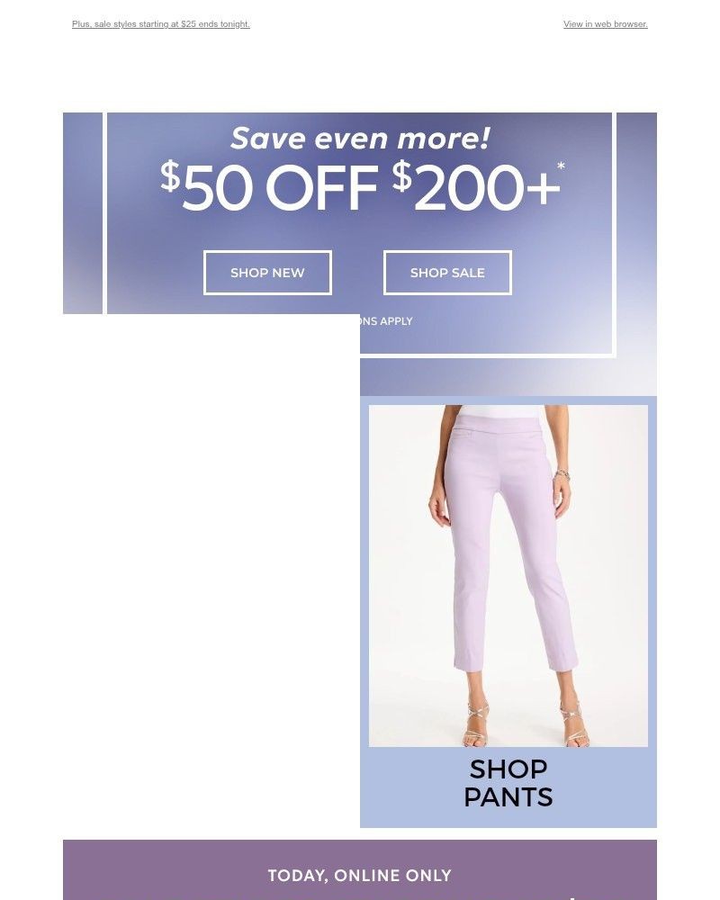 Screenshot of email sent to a Chico’s Newsletter subscriber