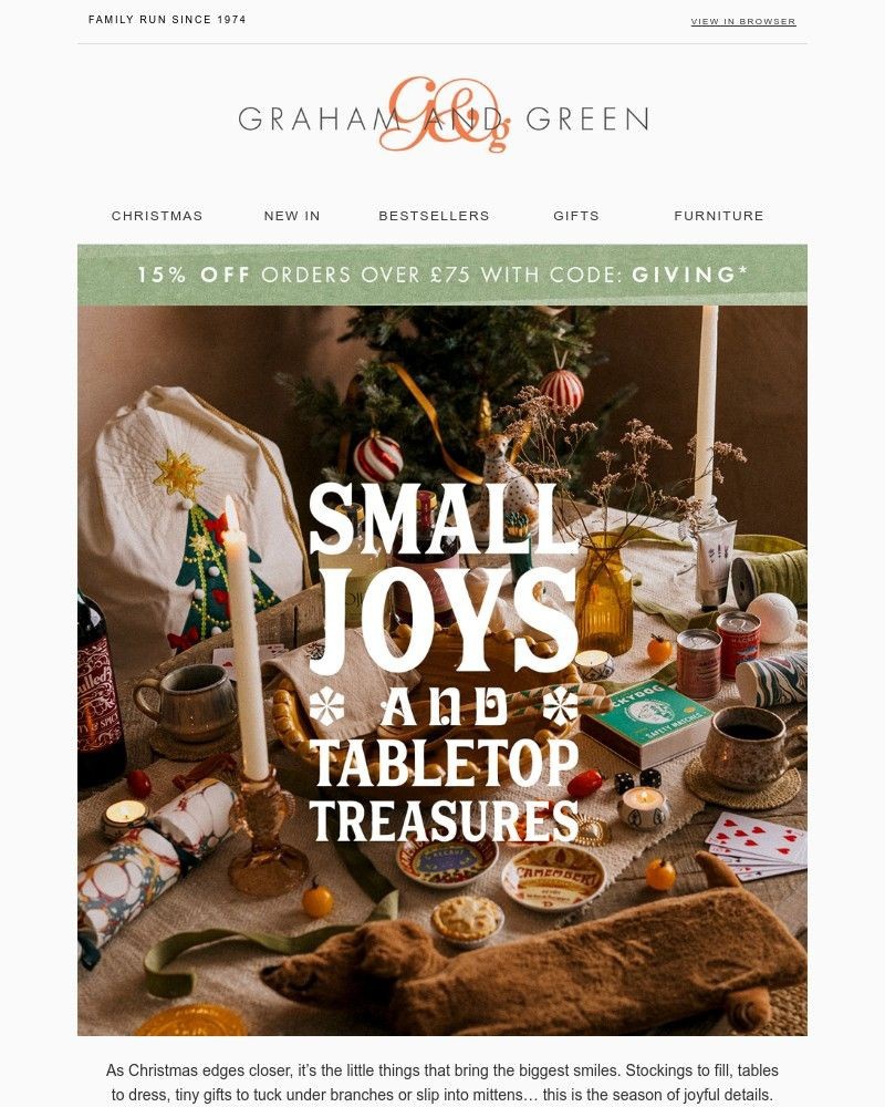 Screenshot of email sent to a Graham and Green Cart abandoner