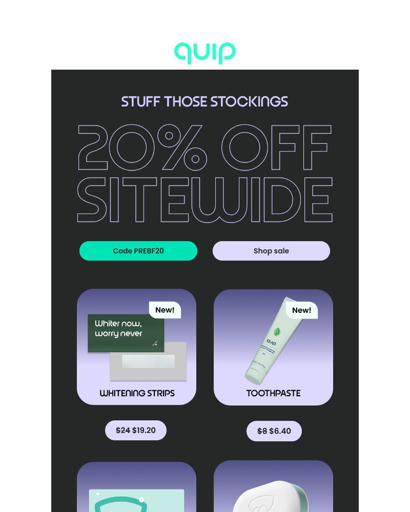 Screenshot of email sent to a Quip Newsletter subscriber